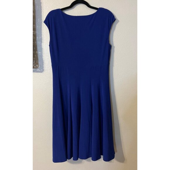 Ralph Lauren Dress 12 Purple Blue V Neck A Line Washable Career Church - Picture 8 of 8